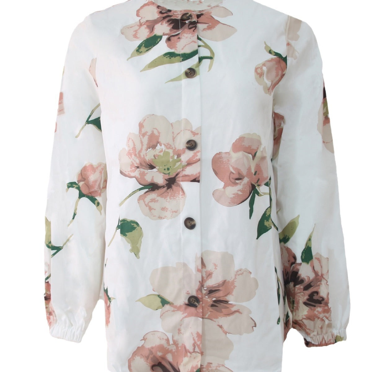 Women's Muslim Floral Shirt Robe Fashion Puff Sleeve Shirt